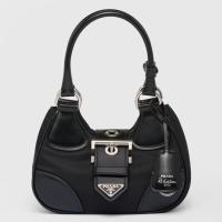 Prada Moon Bag in Black Re Nylon and Leather