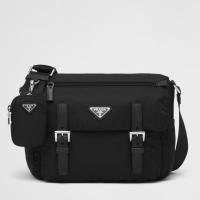 Prada Shoulder Bag with Flap in Black Re Nylon