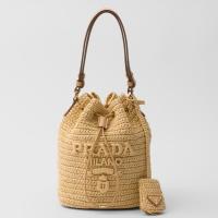 Prada Crochet Mini Bucket Bag in Natural Raffia effect Yarn