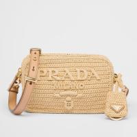 Prada Crochet Shoulder Bag in Natural Raffia effect Yarn