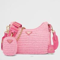 Prada Re Edition 2005 Shoulder Bag in Pink Raffia