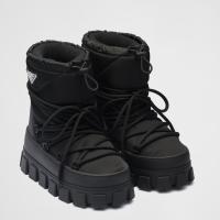Prada Gabardine Apres ski Boots in Black Nylon