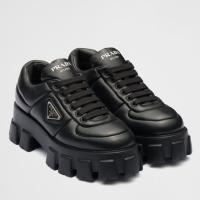 Prada Womens Sneakers in Black Padded Nappa Leather