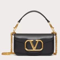 Valentino Small Loco Shoulder Bag In Black Calfskin