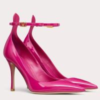 Valentino Tan Go Pumps 100mm In Rose Red Patent Leather