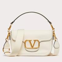 Valentino Alltime Shoulder Bag in White Grained Leather