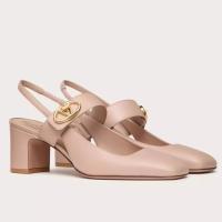 Valentino VLogo Locker Mary Jane Slingback Pumps 60mm in Nude Calfskin