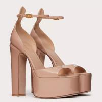 Valentino Tan Go Platform Sandals 155mm In Rose Cannelle Patent Leather