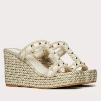 Valentino Garavani Rockstud Wedge Sandals in White Calfski
