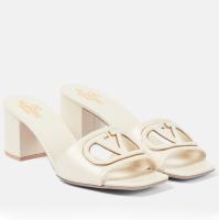 Valentino VLogo Cut out Slide Sandals 60mm in White Leather