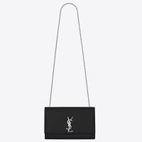 Saint Laurent Kate Chain Medium Bag In Noir Grained Leather