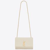 Saint Laurent Kate Chain Medium Bag In White Grained Leather