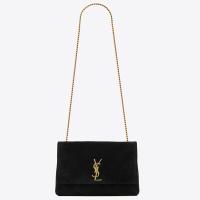 Saint Laurent Kate Reversible Medium Bag In Black Suede and Leather