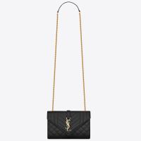 Saint Laurent Envelope Small Bag In Black Grained Leather