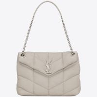 Saint Laurent Puffer Small Chain Bag In Ivory Lambskin