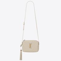 Saint Laurent Lou Camera Bag in White Quilted Leather
