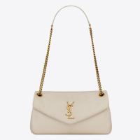 Saint Laurent Calypso Shoulder Bag In White Lambskin