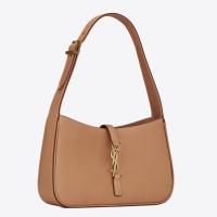 Saint Laurent Le 5 a 7 Hobo Bag in Brown Smooth Leather