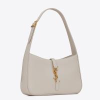 Saint Laurent Le 5 a 7 Hobo Bag in White Smooth Leather