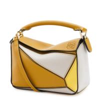 Loewe Puzzle Mini Bag In OchreWhiteYellow Calfskin