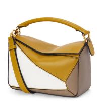 Loewe Puzzle Small Bag In OchreWhiteTaupe Calfskin