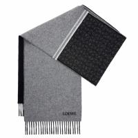 Loewe Anagram Scarf in GreyBlack Wool and Cashmere