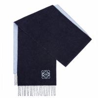 Loewe Double Face Scarf in NavyLight Blue Wool and Cashmere