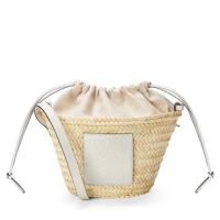 Loewe Drawstring Bucket Bag in Palm Leaf and White Calfskin