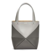 Loewe Mini Puzzle Fold Tote Bag in GreyDark Grey Calfskin