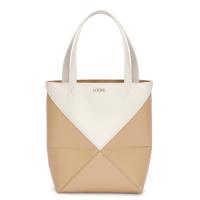 Loewe Mini Puzzle Fold Tote Bag in WhiteBeige Calfskin