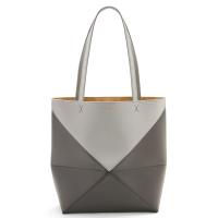 Loewe Medium Puzzle Fold Tote Bag in GreyDark Green Calfskin