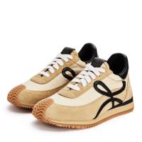 Loewe Womens Flow Runner Sneakers in Beige Nylon and Suede