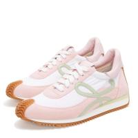 Loewe Womens Flow Runner Sneakers in White Nylon and Pink Suede