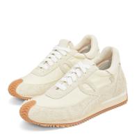 Loewe Womens Flow Runner Sneakers in White Brushed Suede