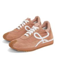 Loewe Womens Flow Runner Sneakers in Powder Nylon and Suede
