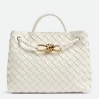 Bottega Veneta Andiamo Small Bag In White Intrecciato Lambskin