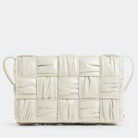 Bottega Veneta Cassette Bag In White Foulard Intreccio Calfskin