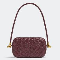 Bottega Veneta Knot On Strap In Barolo Foulard Intreccio Leather