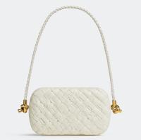 Bottega Veneta Knot On Strap In White Foulard Intreccio Leather