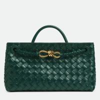 Bottega Veneta Andiamo Small EastWest Bag in Green Intrecciato Lambskin