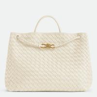 Bottega Veneta Andiamo Large Bag in White Intrecciato Lambskin