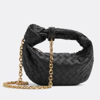 Bottega Veneta Mini Jodie Chain Bag in Black Intrecciato Lambskin