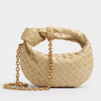 Bottega Veneta Mini Jodie Chain Bag in Porridge Intrecciato Lambskin