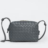 Bottega Veneta Loop Small Bag In Grey Intrecciato Lambskin