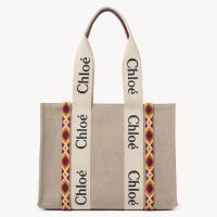 Chloe Medium Woody Tote Bag with Hand embroidered