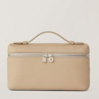 Loro Piana Extra Pocket Pouch L19 in Beige Grained Leather