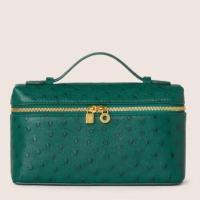 Loro Piana Extra Pocket Pouch L19 in Green Ostrich embossed Leather