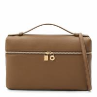 Loro Piana Extra Pocket Pouch L27 in Chai Grained Leather