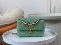 Chanel Green Mini Flap Bag With Top Handle