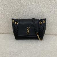 Saint Laurent Lambskin Quilted Monogram Mini Nolita Black